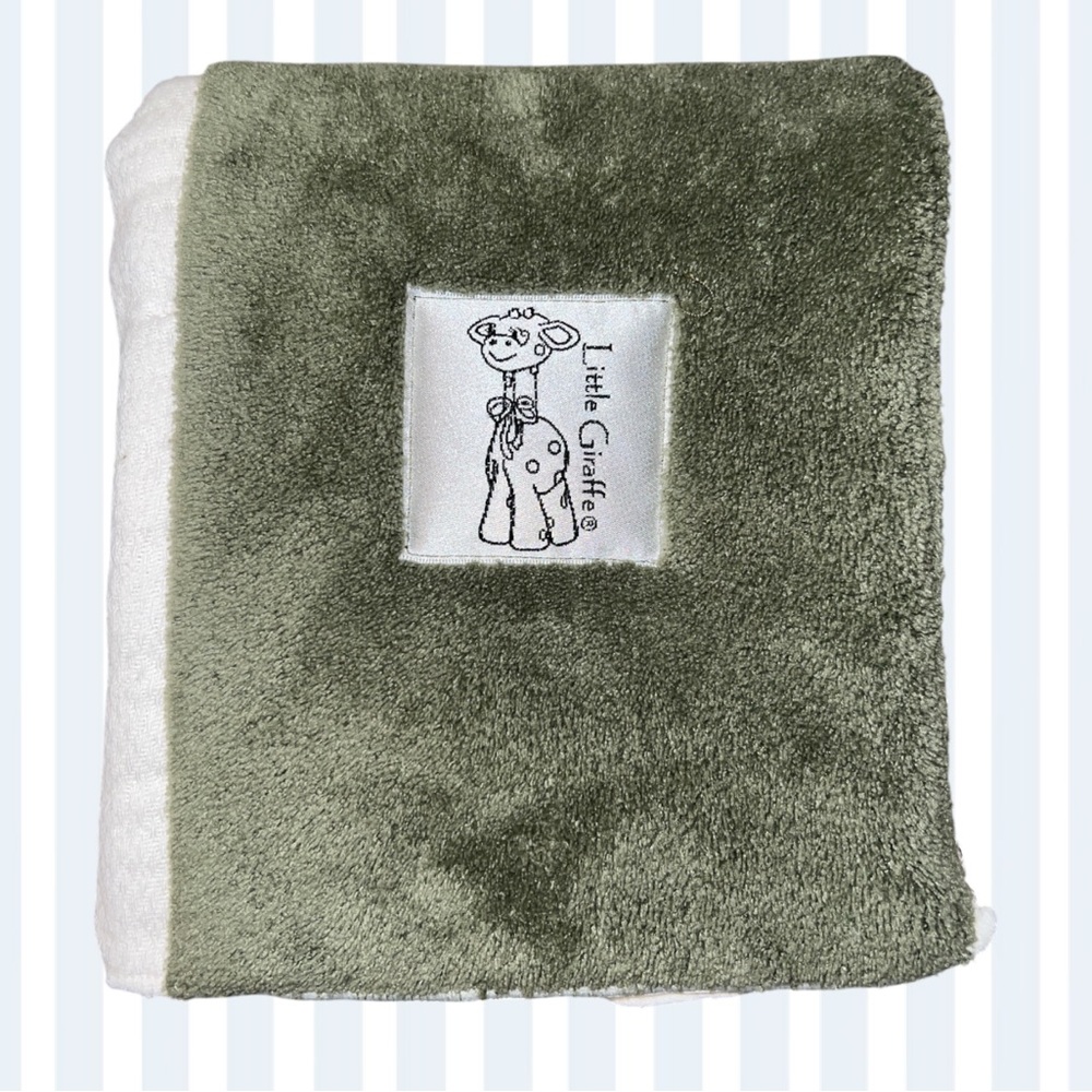 HTF Little Giraffe Luxe Burpy Lovey Green White